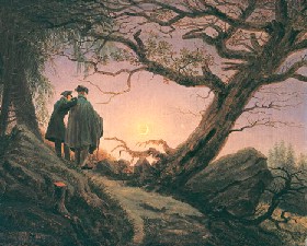 Friedrich: Muž a žena pozorující Měsíc